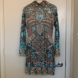 Embellished High Neck Bodycon Dress